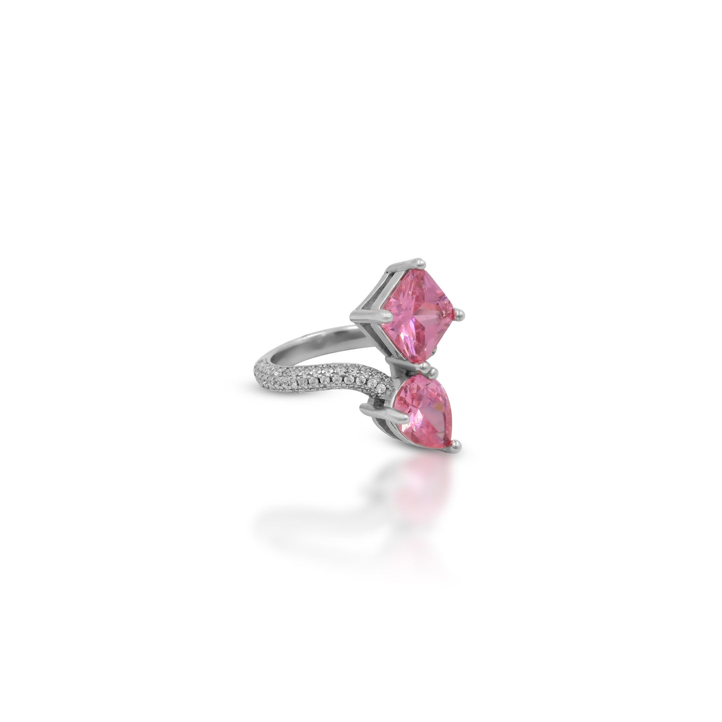 Elegant sterling silver ring featuring a stunning pink stone.