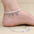 Silver Beaded Purple and White Gemstone Anklets