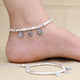 Silver Beaded Purple and White Gemstone Anklets