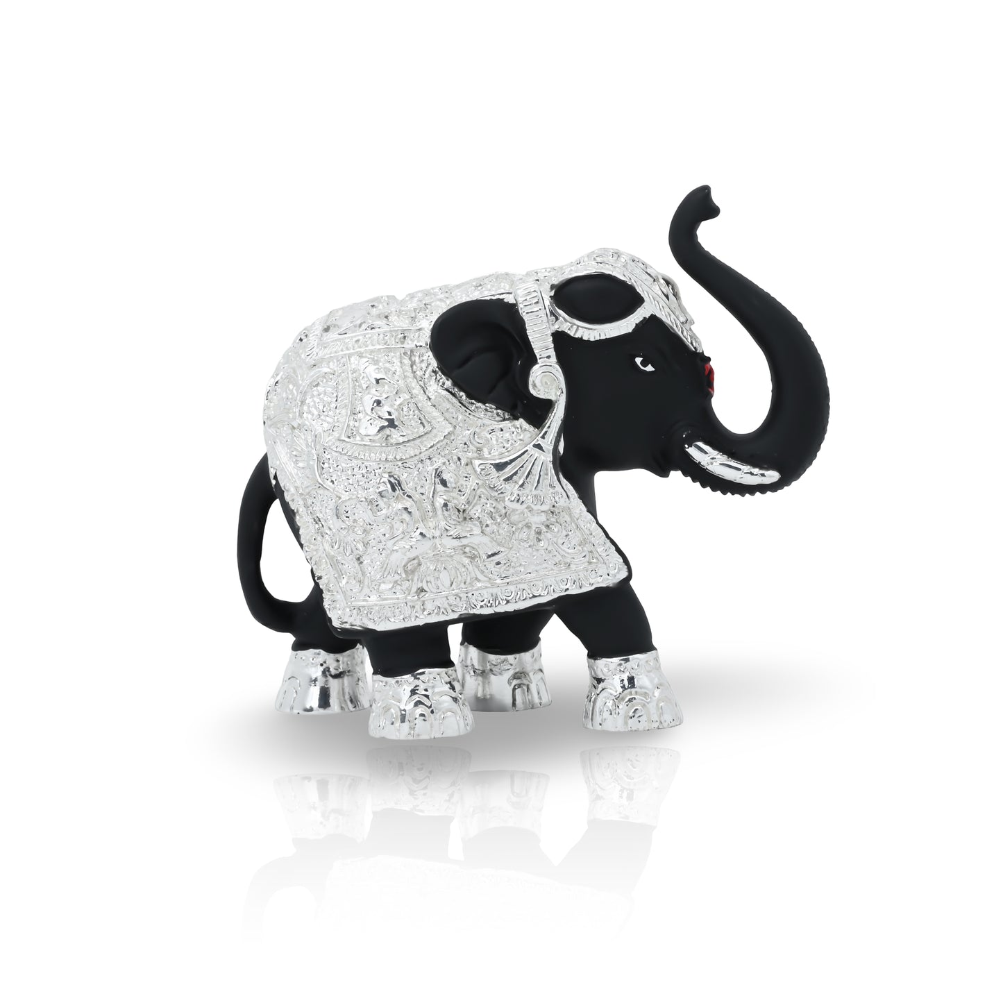 Handcrafted black elephant figurine with a silver-plated finish, perfect for adding a touch of grace to any space