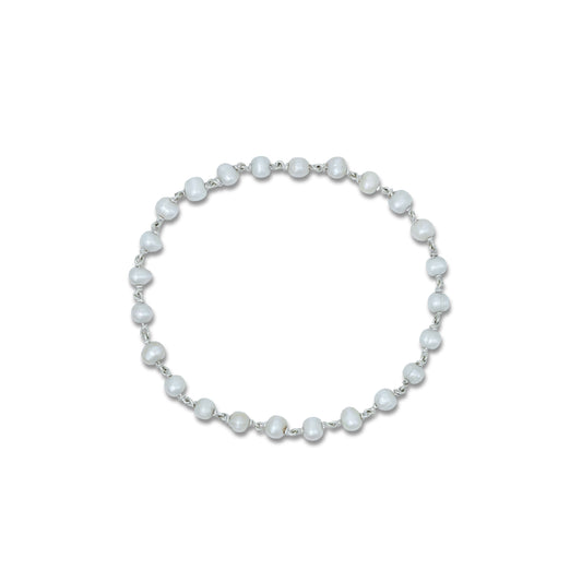  Silver Natural Pearl Bracelet