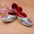 Handcrafted Silver Bridal Shoes with Engraved Elements and Design