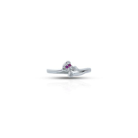 Elegant silver ring with heartfelt pink sapphire, perfect for gifting.