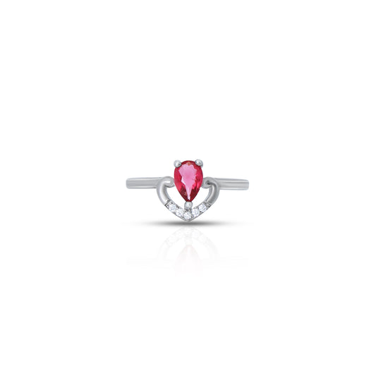 Stylish silver ring for girls featuring a striking red stone