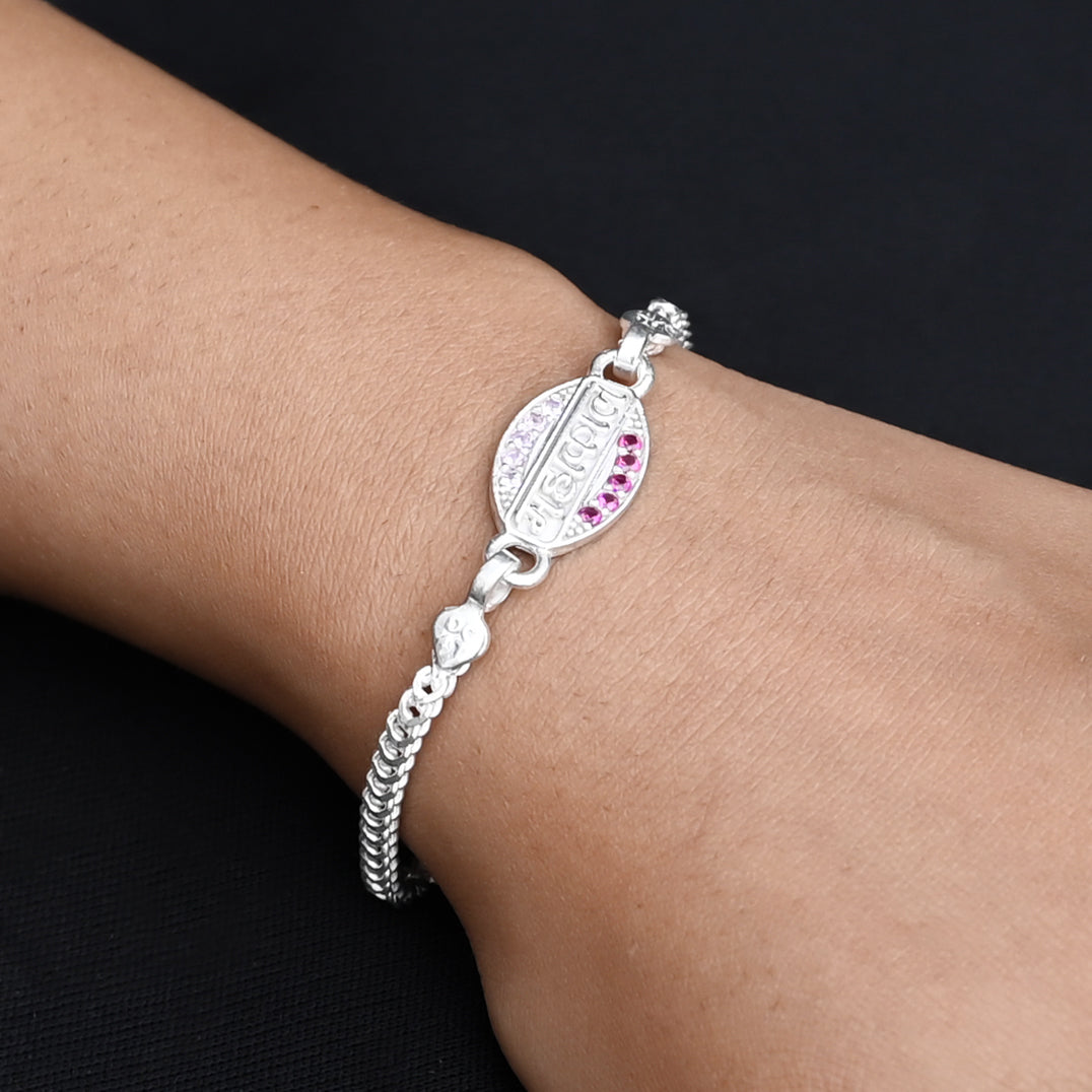 Beautiful sterling silver Mahakal bracelet with a unique design, symbolizing strength and spiritual elegance.