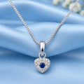 Premium Crafted Silver Heart Pendant Blue Stone Detail