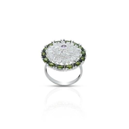 Elegant green stone sterling silver ring perfect for young girls