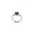 Elegant silver ring featuring heart-shaped blue sapphire.