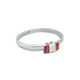 Silver kada designed with a sleek look and vibrant red gemstone