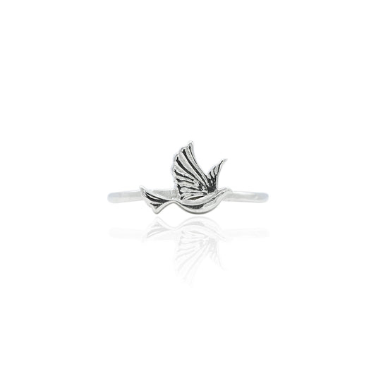 Silver 'Flight of Freedom' ring, featuring an elegant design symbolizing freedom and flight.