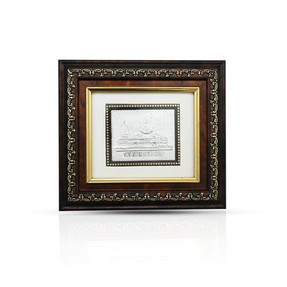 Shree Ram Mandir Ayodhya Silver Frame with Wooden Border for Home Decor