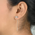 Silver Drop Earrings with Tiny Bow Tie for Elegant Style