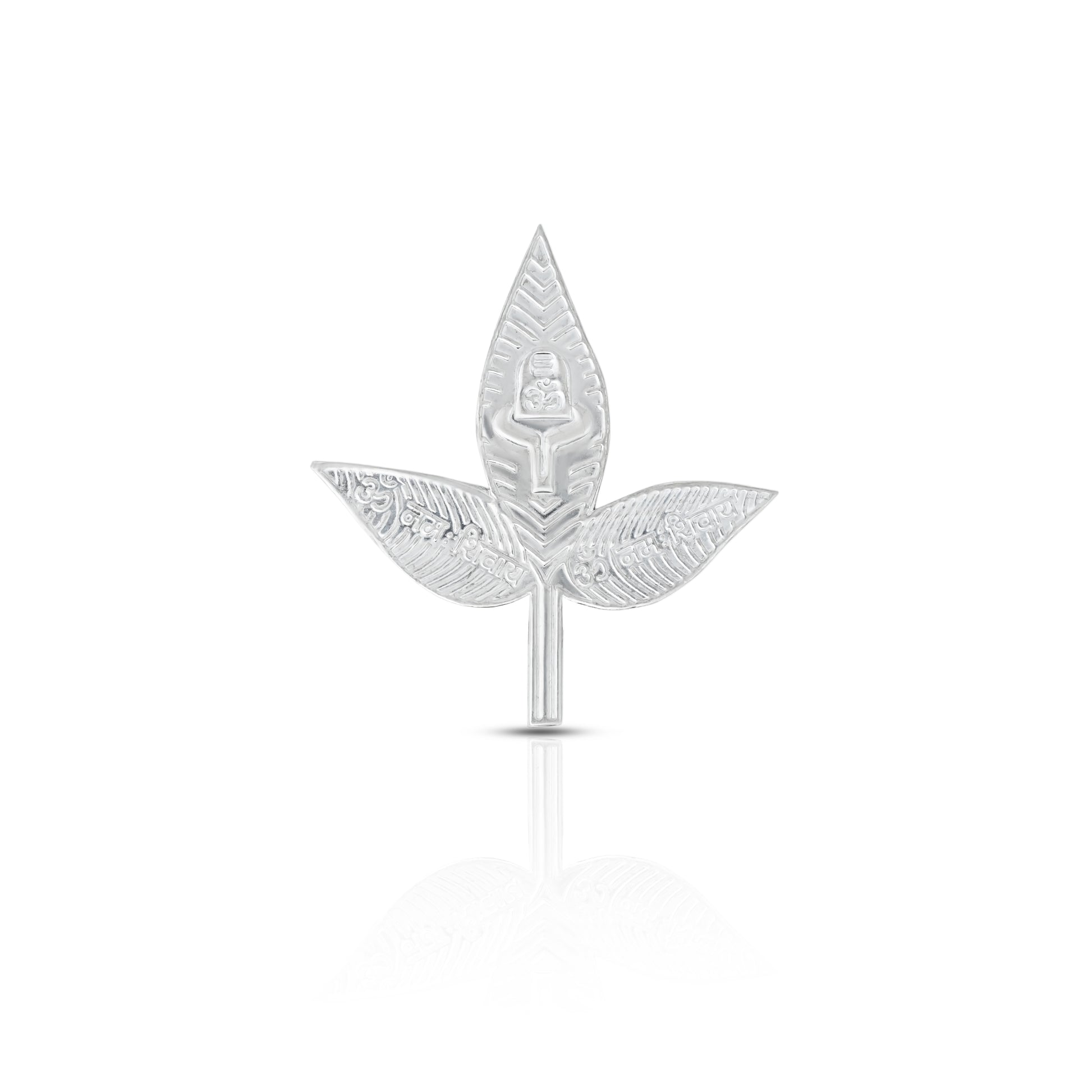 Exquisite silver Bel Patra for worshipping Lord Shiva, symbolizing devotion and purity.