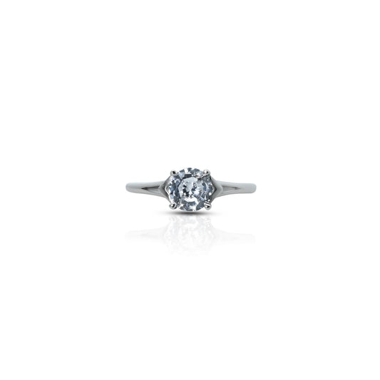 Sterling Silver Minimalist Solitaire Ring for Women with Cubic Zirconia