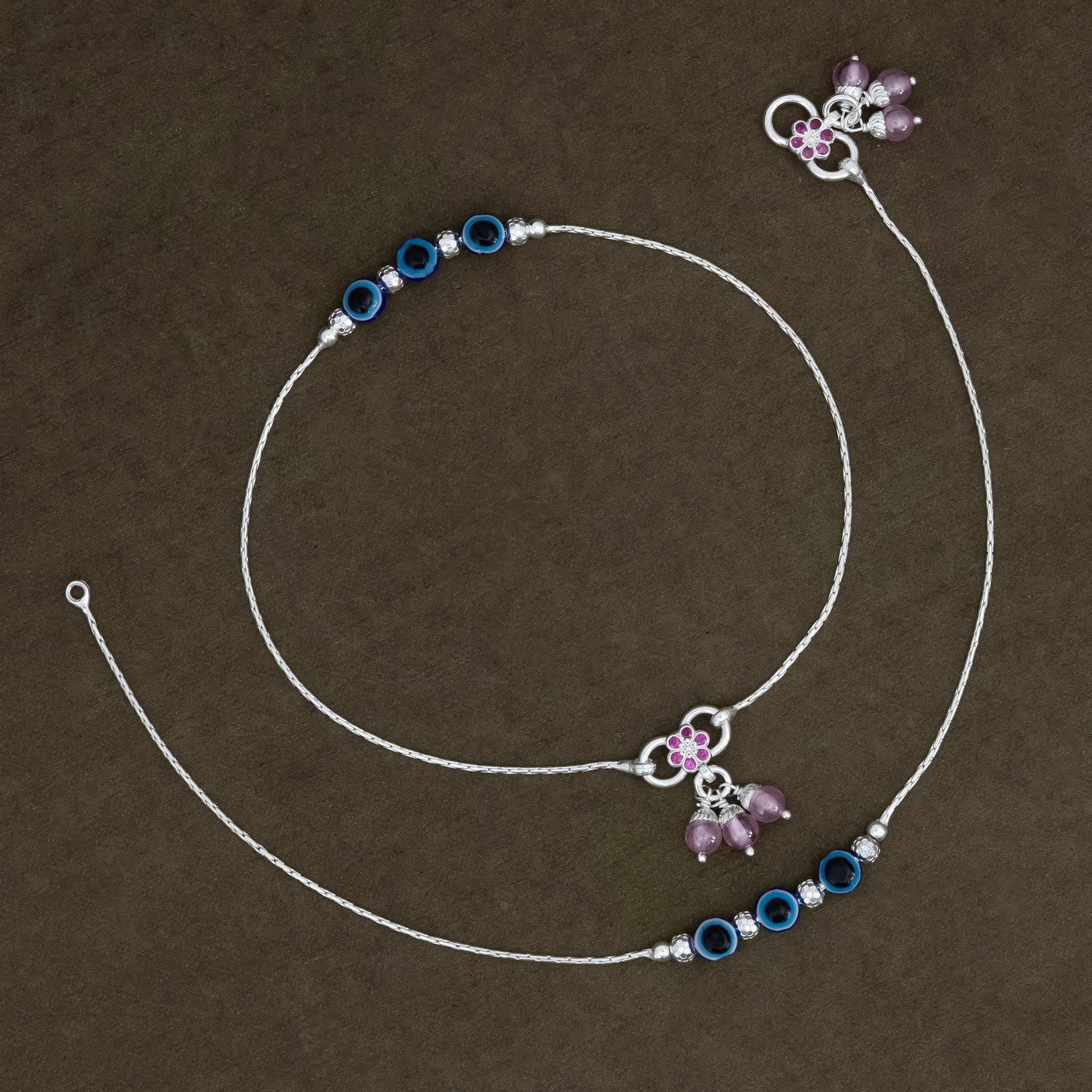 Slim Silver Evil Eye Anklet