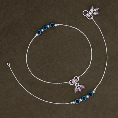 Slim Silver Evil Eye Anklet