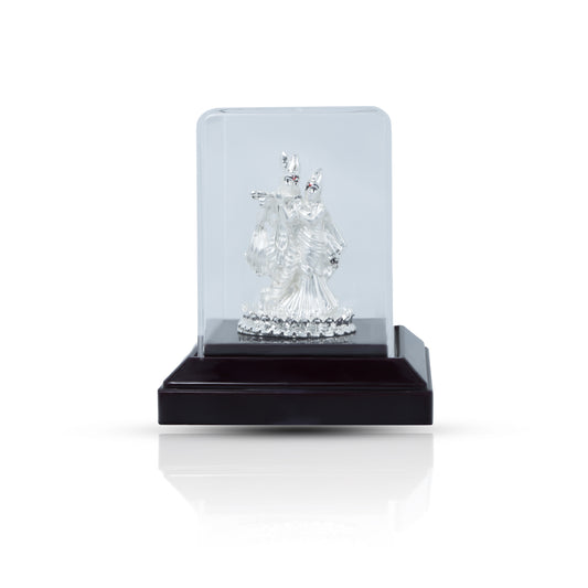 Elegant silver Radha Krishna idol, perfect for spiritual worship or as a thoughtful gift.