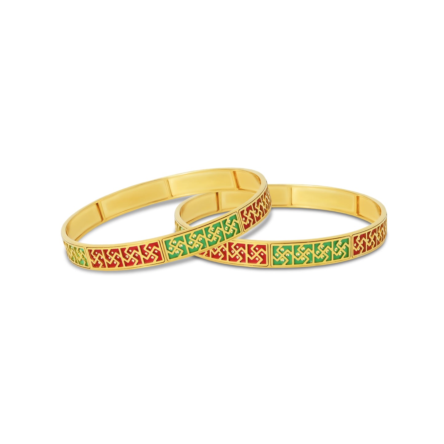 Traditional gold-plated silver bangles with intricate designs