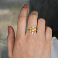 Silver Blossom Ring with Assorted Gemstone Accents