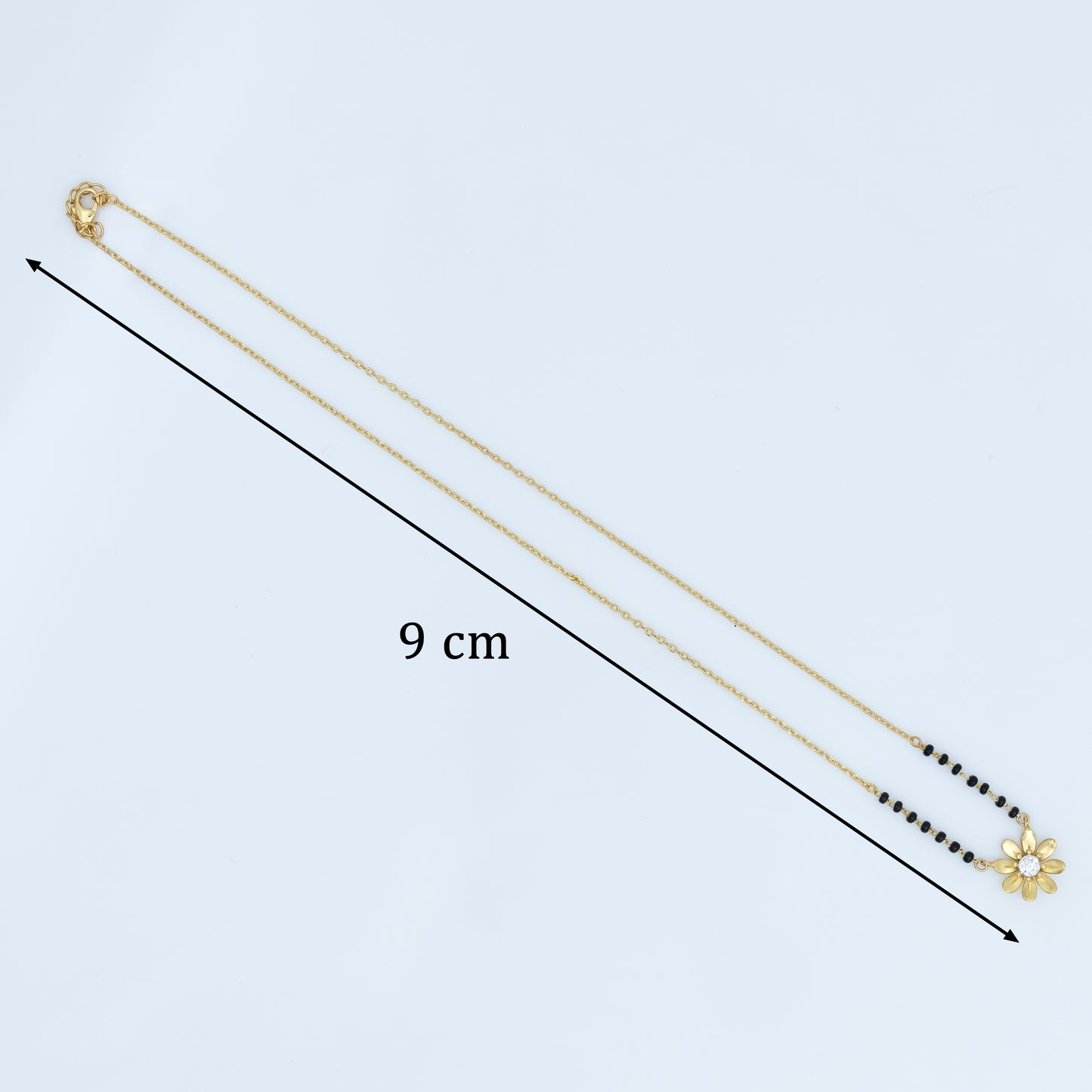 Floral Silver Mangalsutra with Center Stone