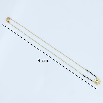 Floral Silver Mangalsutra with Center Stone