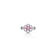 Light Pink Stone in Center Flower Design Silver Ring