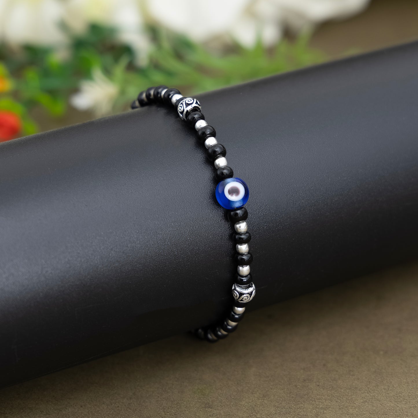 Trendy Blue Evil Eye Silver Bracelet Adjustable Nazariya