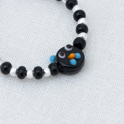 Black Playful Silver & Black Beaded baby Bracelet