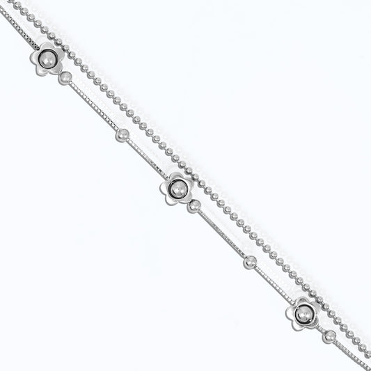 925 Silver Bracelet with Flower Design