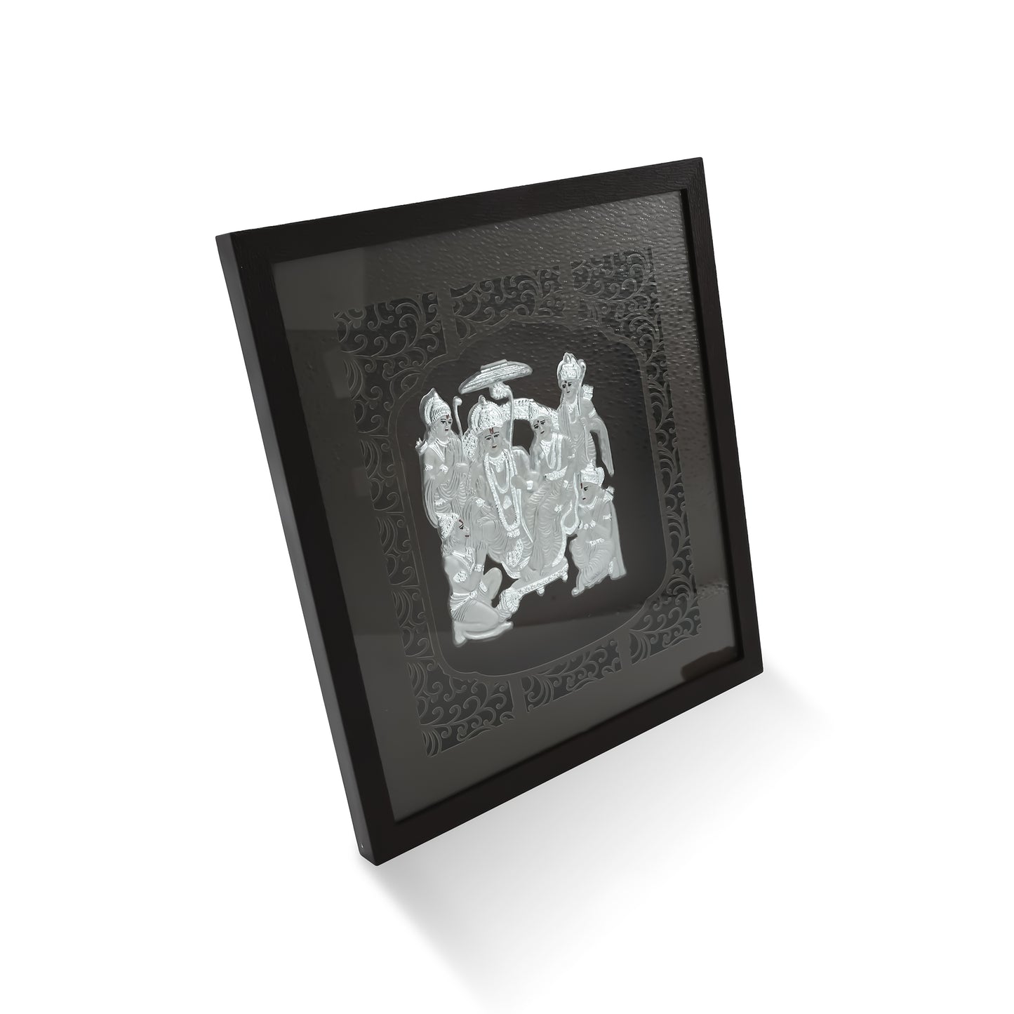 Elegant Silver Sita Ram Frame with LED Lights - Illuminated Spiritual Artwork