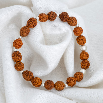 Shiv Energy Rudraksha Bracelet with Silver Accents