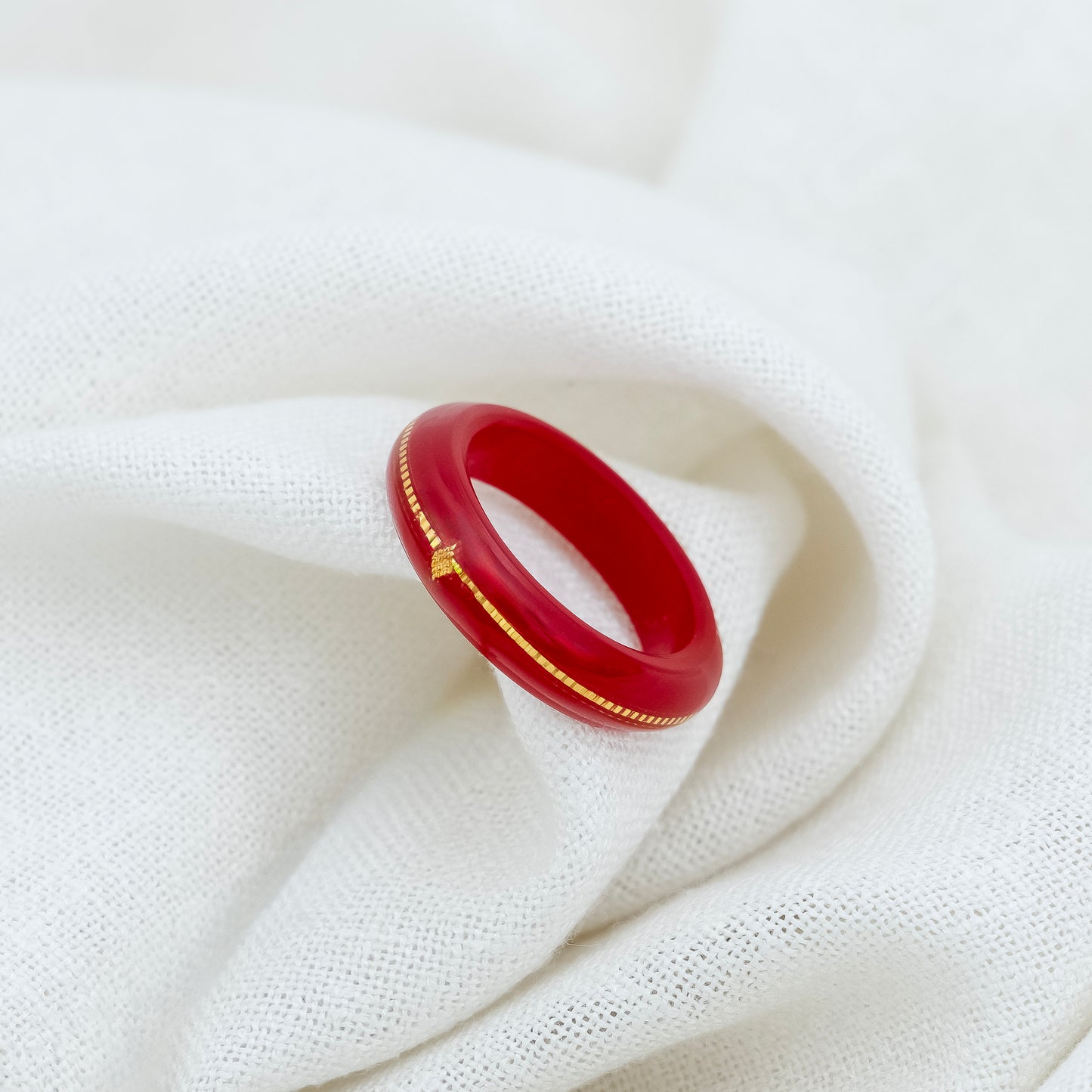 Elegant Red Enamel Gold Detailing
