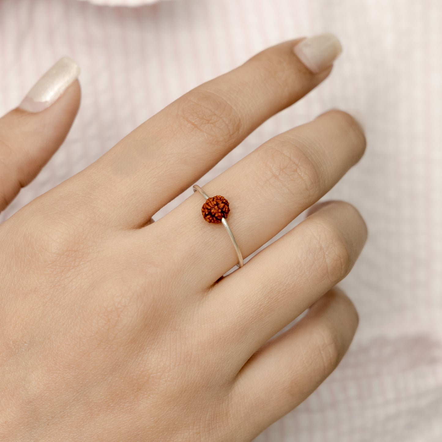 Silver Rudraksha Girls Ring