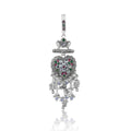 Silver juda with heart design and multiple sparkling stones