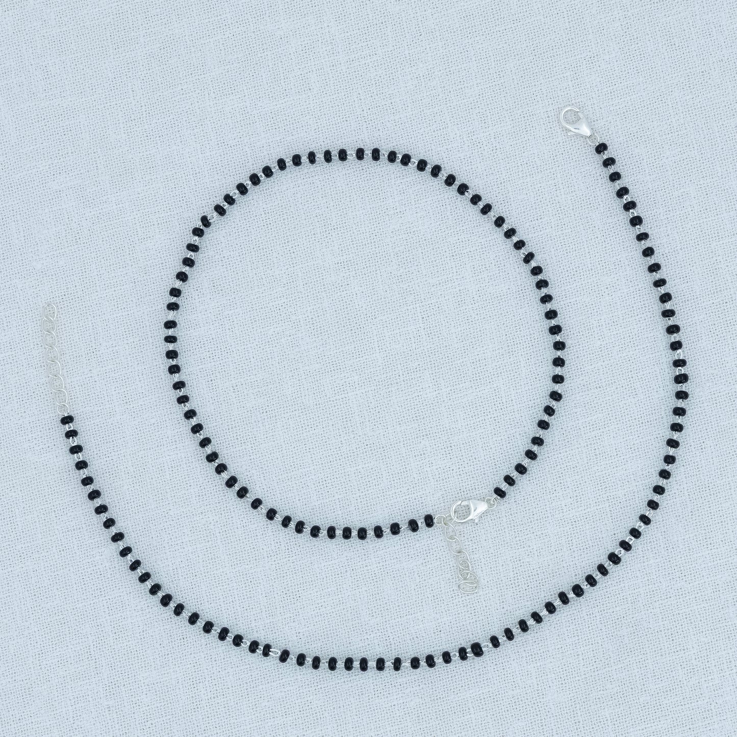 Traditional Daily Wear Silver Black Bead Anklet