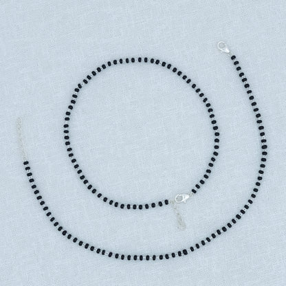 Traditional Daily Wear Silver Black Bead Anklet