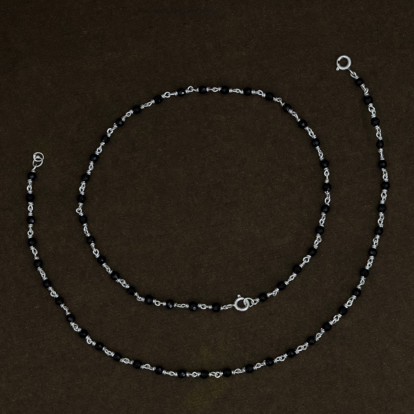 Traditional Silver Anklet with Black Beads Daily Wear Payal