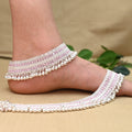 Gorgeous Silver Heavy Payal with Pink Stones and Detailed Work