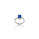 Square blue stone studded silver ring.