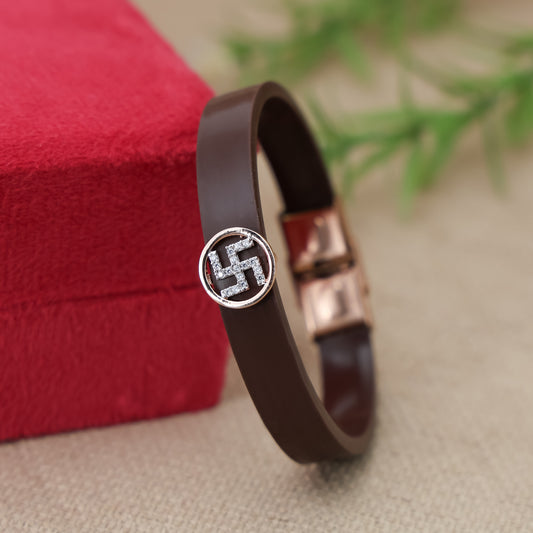 Classic Men's Silver Swastik Wristband for man