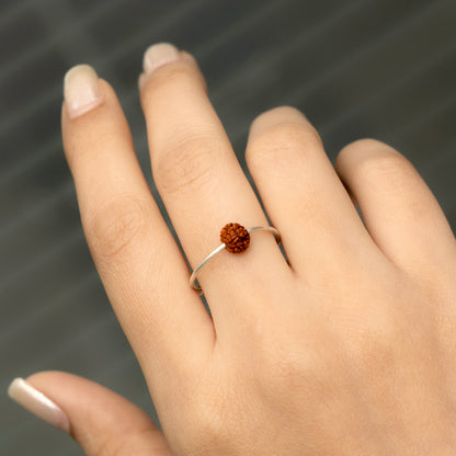Silver Rudraksha Girls Ring