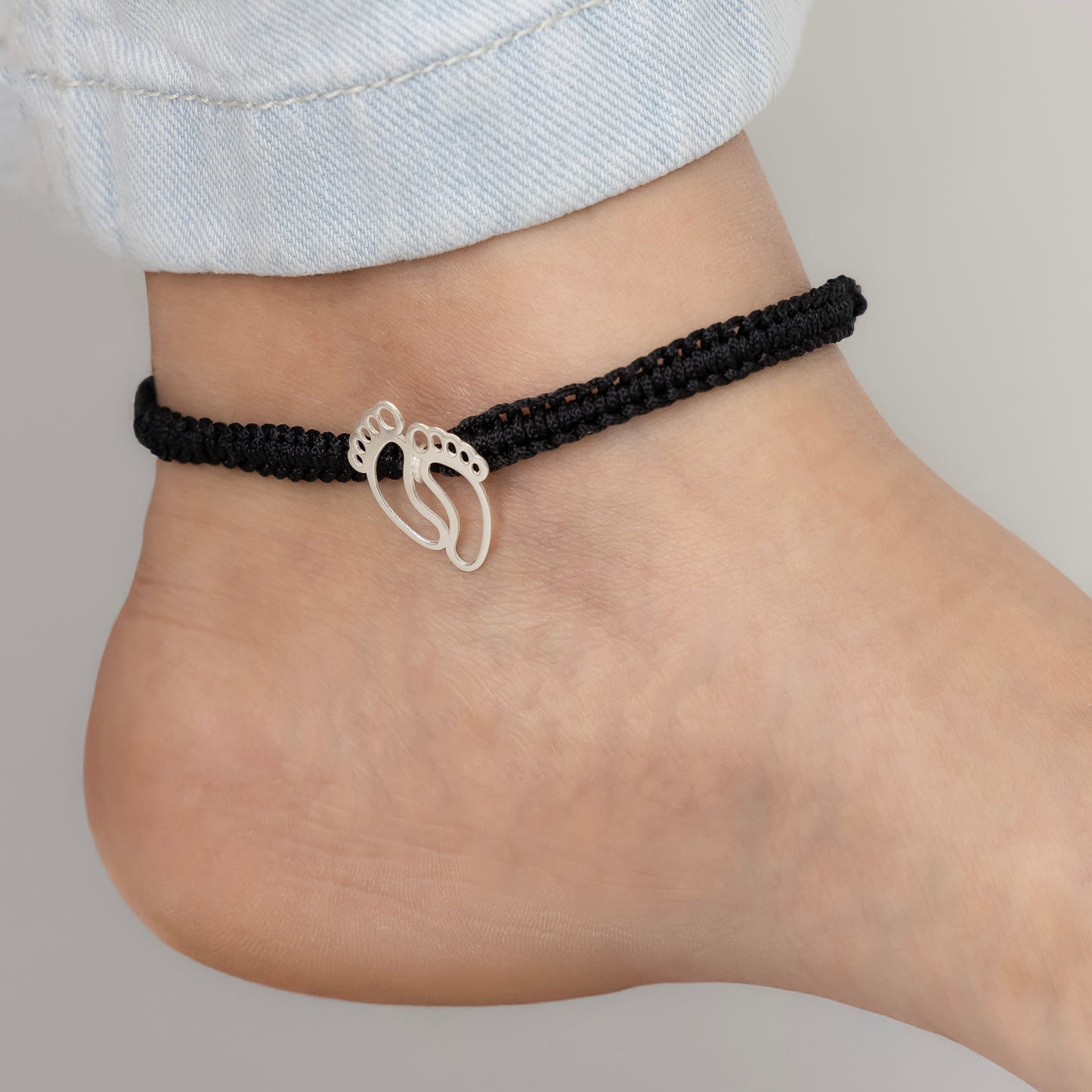 Silver Foot & Hand Pendant Dhaga Bracelets