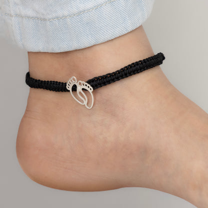 Silver Foot & Hand Pendant Dhaga Bracelets