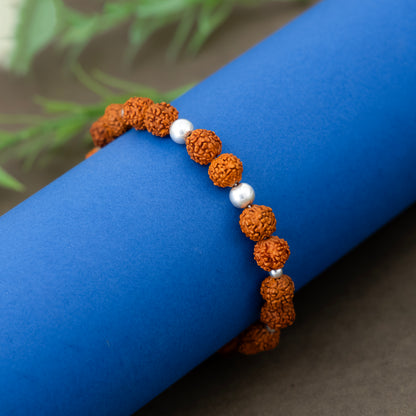 Shiv Energy Rudraksha Bracelet with Silver Accents