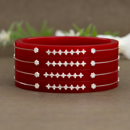Red Glam Bangles with Silver Touch