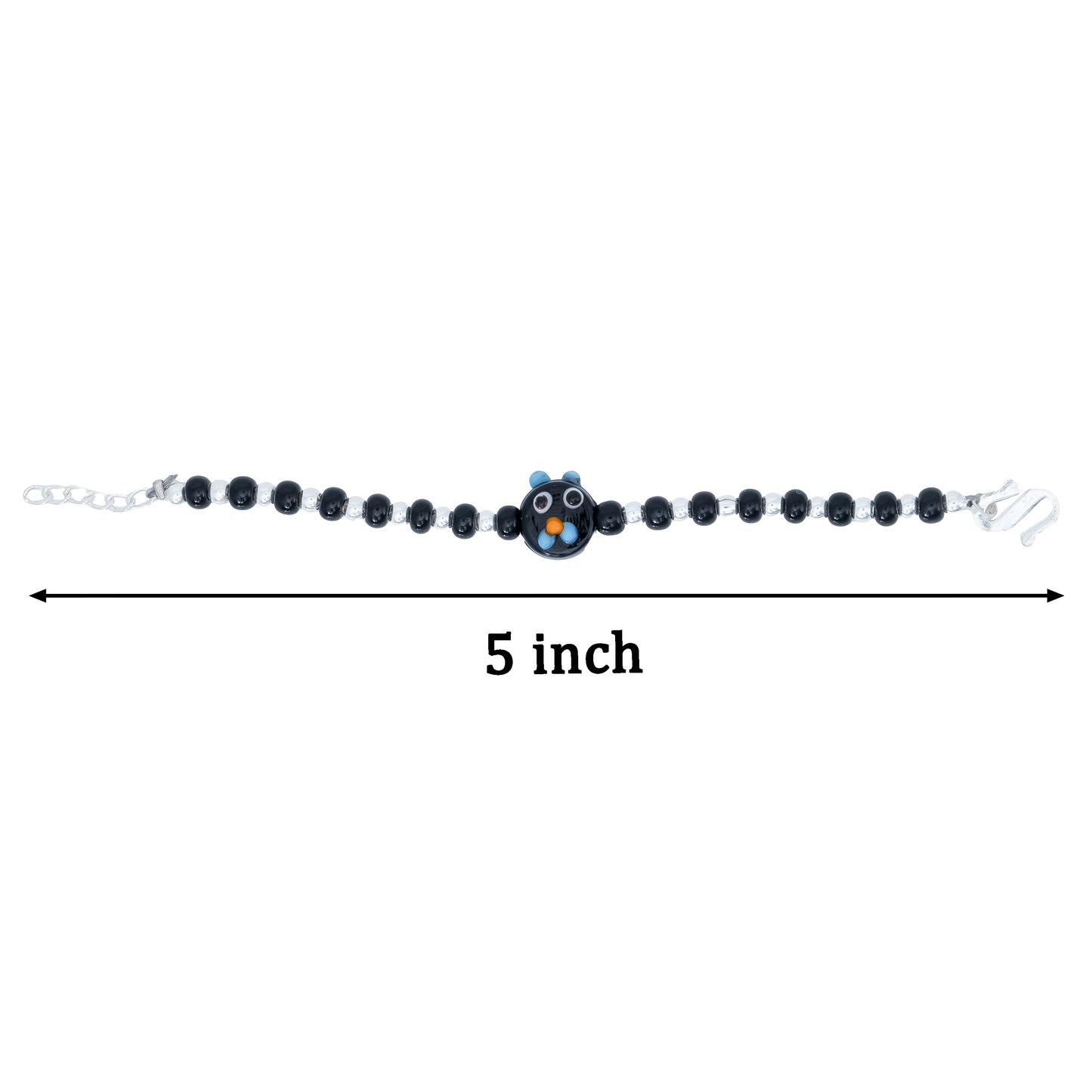 Black Playful Silver & Black Beaded baby Bracelet