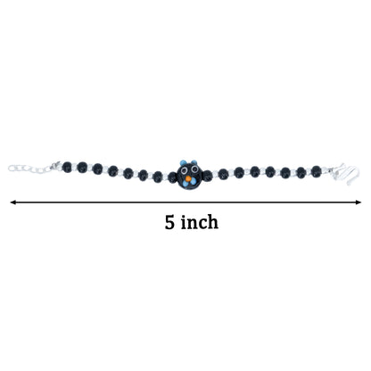 Black Playful Silver & Black Beaded baby Bracelet