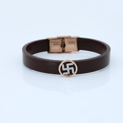 Classic Men's Silver Swastik Wristband