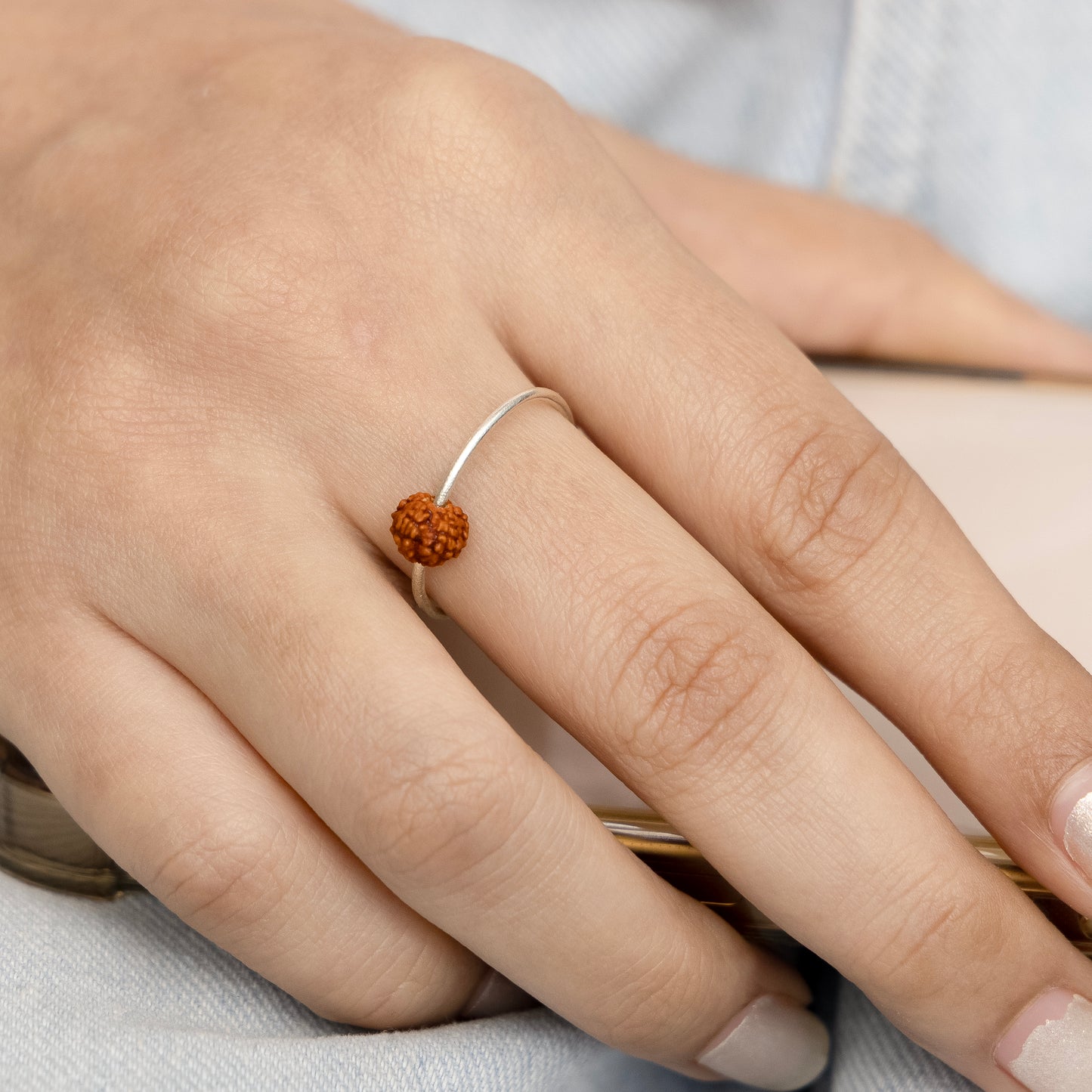 Silver Rudraksha Girls Ring
