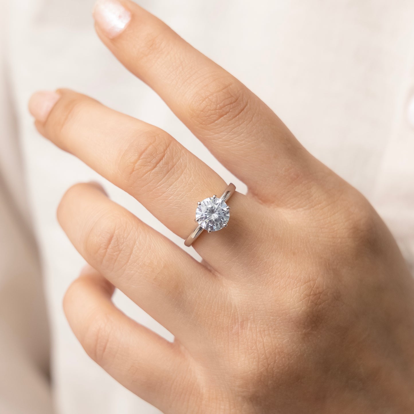 Luxury Sterling Silver Solitaire Ring for Women